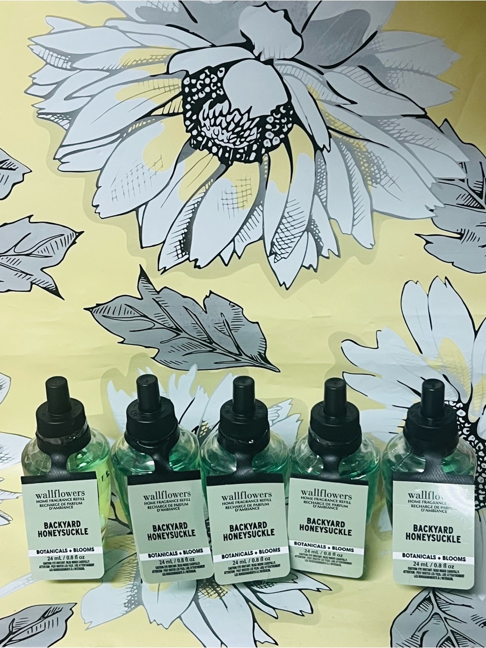 5 BATH BODY WORKS BACKYARD HONEYSUCKLE WALLFLOWER FRAGRANCE REFILL BULB PLUG IN
